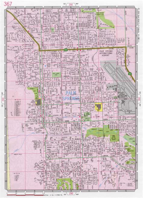 Map of Palm Springs city California. Free large detailed road map