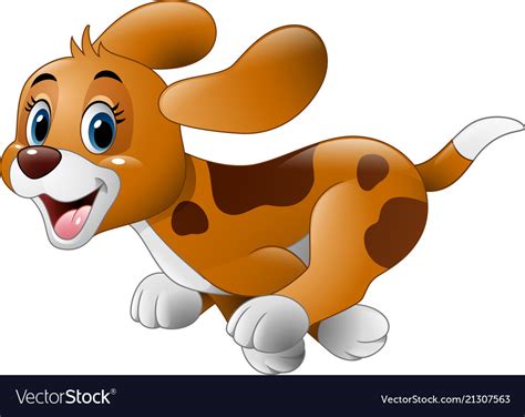 Cartoon little dog running Royalty Free Vector Image