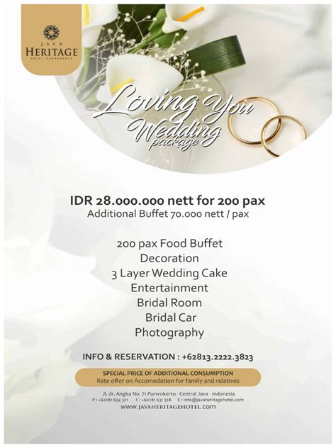 Wedding Package Java Heritage Hotel Purwokerto | PDF