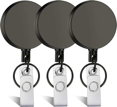 Amazon.com : 3 Packs Metal Retractable Badge Reels with ID Badge Holders Heavy Duty Keycard ...