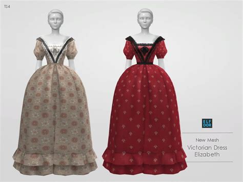 The Sims 4 Victorian Dress Elizabeth at Elfdor Sims - CC The Sims