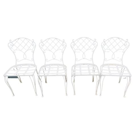 Set of 4 Vintage Wrought Iron Chairs For Sale at 1stDibs