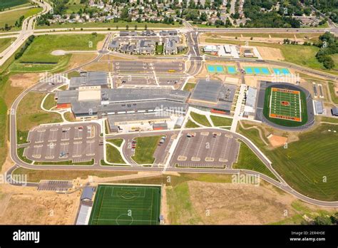 Aerial photograph of the new Verona Area High School, Verona, Wisconsin, USA Stock Photo - Alamy