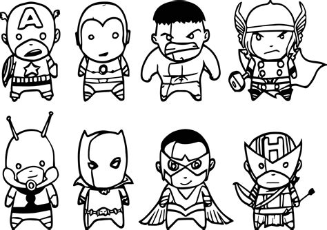 awesome Avenger Chibs Assemble Coloring Page | Superhero coloring ...