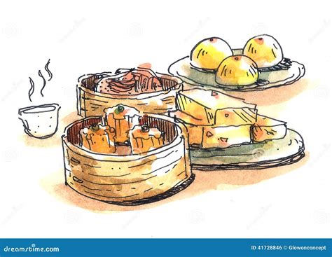 Chinese Food, Dim Sum Illustration Stock Illustration - Illustration of asian, food: 41728846