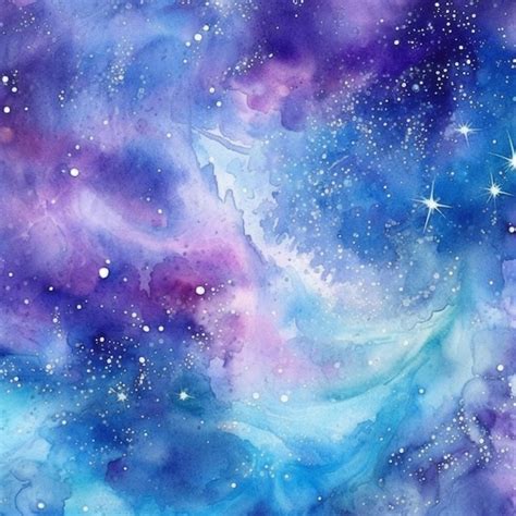 Premium AI Image | Painting of a blue and purple galaxy with stars and ...