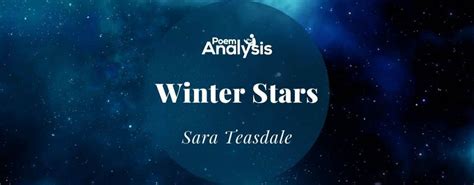 Winter Stars by Sara Teasdale - Poem Analysis