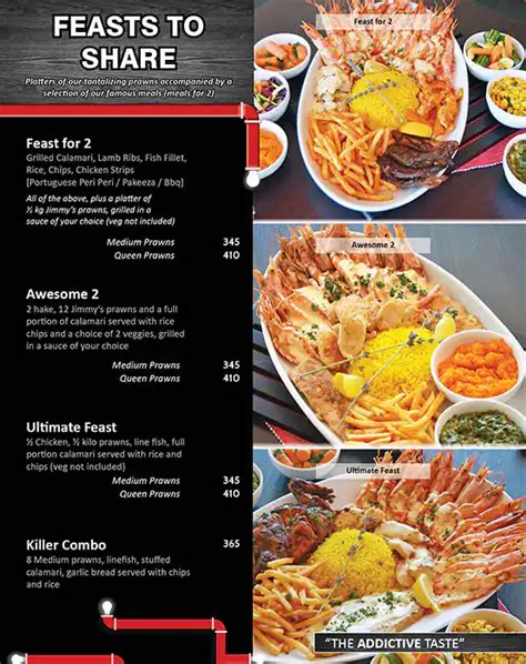 Menu at Jimmys Killer Prawns Norwood restaurant, Johannesburg, 107 William Rd