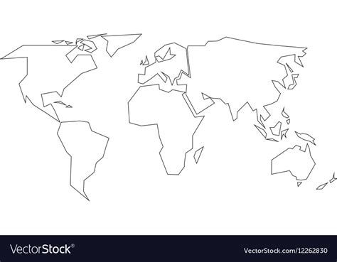 Simplified black outline of world map divided Vector Image