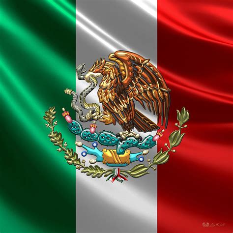 Mexico - Coat of Arms over Flag Digital Art by Serge Averbukh - Fine Art America