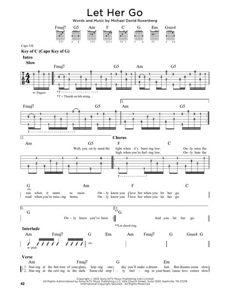 Let Her Go sheet music by Passenger (Guitar Lead Sheet – 162682)