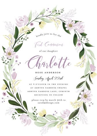 Floral Sprinkle First Holy Communion Invitations by Susan Moyal | Minted