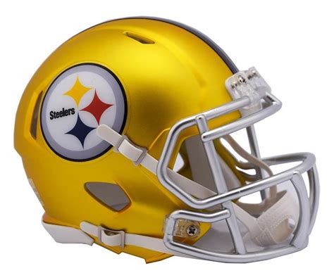 a football helmet with the pittsburgh logo on it's front and side vents ...