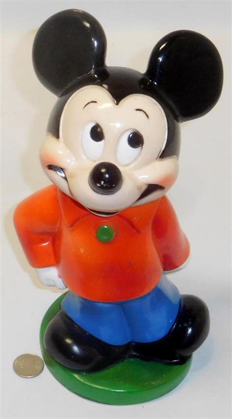 Lot - Vintage 1970's Plastic Mickey Mouse Walt Disney Piggy Bank