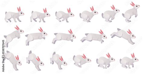 Rabbit animation. Bunny jump or animated running motion cycle for 2d ...