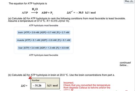 Solved The equation for ATP hydrolysis is ATP | Chegg.com