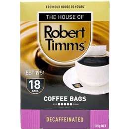 Robert Timms Coffee Bags Decaffeinated 18 Pack | Woolworths