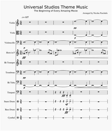 Universal Studios Theme Music Sheet Music Composed - Universal Theme Song Sheet Music, HD Png ...