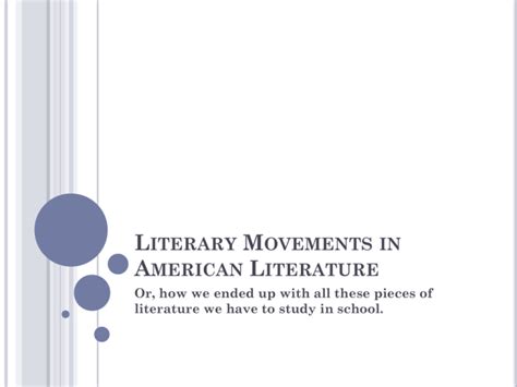 Literary Movements in American Literature