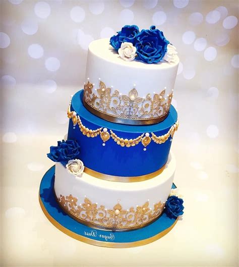 Wedding Cakes Royal Blue And Gold | Royal blue wedding cakes, Wedding ...