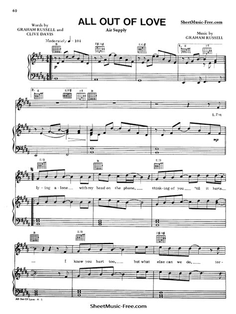 All Out Of Love Sheet Music Air Supply in 2021 | Sheet music, Sheet music pdf, Air supply