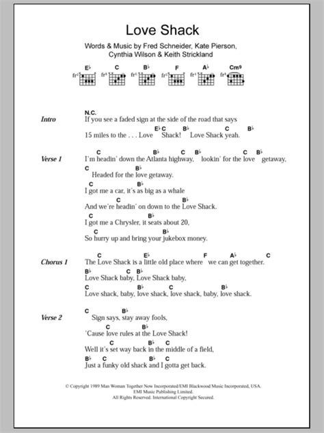 Love Shack by The B-52's - Guitar Chords/Lyrics - Guitar Instructor