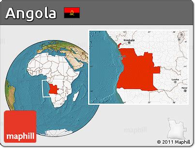 Free Satellite Location Map of Angola, highlighted continent