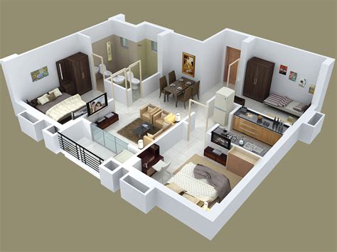 25 Three Bedroom House Apartment Floor Plans