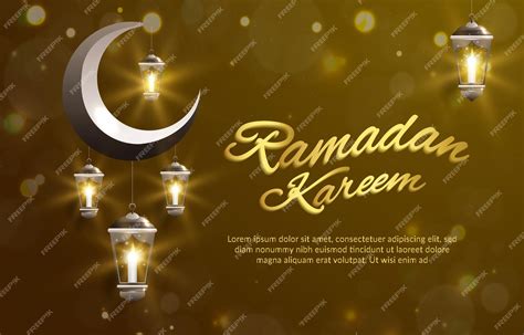 Premium Vector | Ramadan illustration banner with beautiful shiny ...