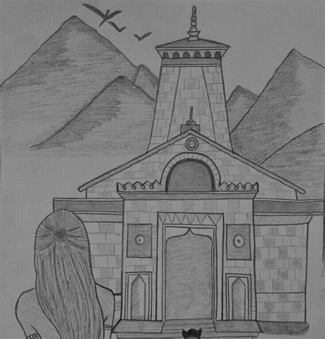 Kedarnath temple 💕💕 | Temple drawing, Easy mandala drawing, Easy drawings