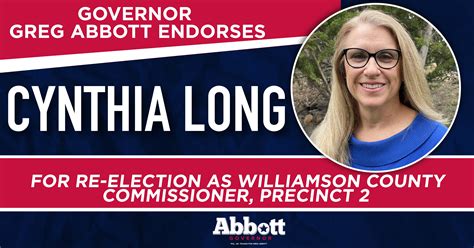 Governor Abbott Endorses Cynthia Long For Re-Election As Williamson ...