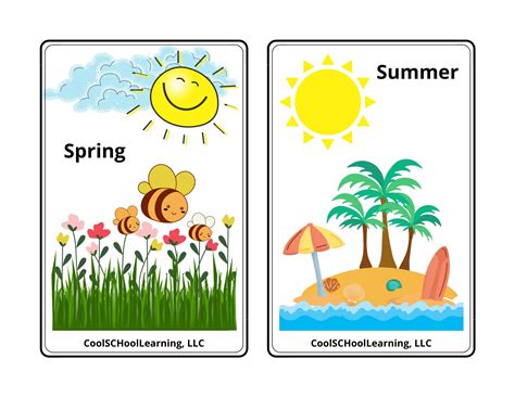 Four Seasons Prints, Seasons of the Year, Flash Cards for Kids, Learning Flash Cards ...