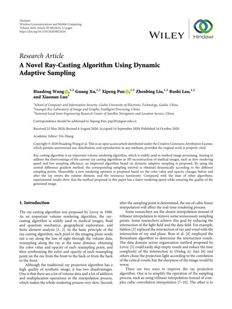 (PDF) A Novel Ray-Casting Algorithm Using Dynamic Adaptive Sampling