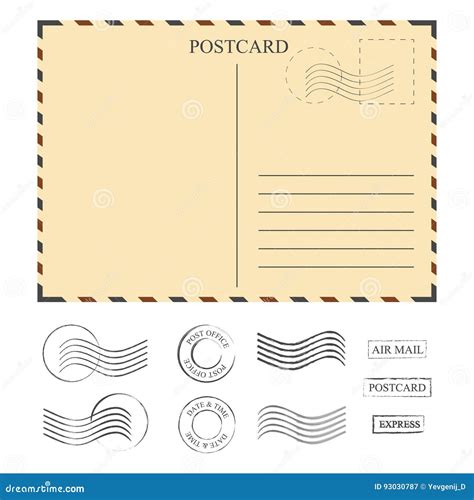 Vintage Postcard with Stamps, Template. Set of Stamps Stock Vector ...