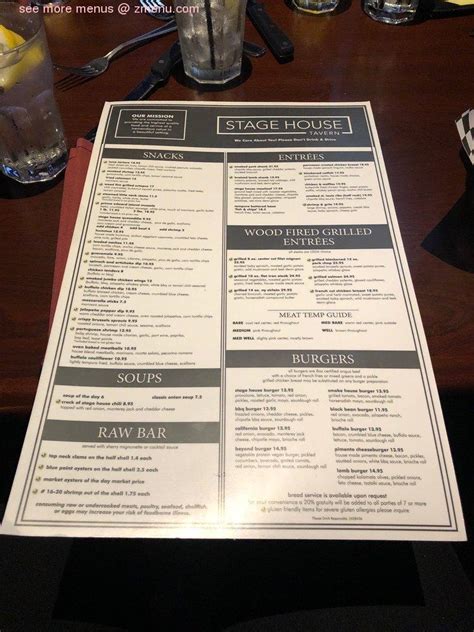 Online Menu of Stage House Tavern Restaurant, Mountainside, New Jersey, 07092 - Zmenu