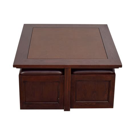 Macy's Cherry Wood Square Coffee Table with Seat Storage | 82% Off | Kaiyo