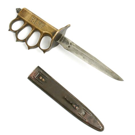 Original U.S. WWI Model 1918 Mark I Trench Knife by L.F. & C with Matching Scabbard ...