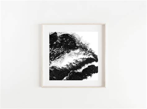 Black and White Square Abstract Art Print by L Dawning Scott