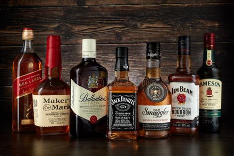 Bottles of Several Most Popular Whiskey Whisky Brands Editorial Image ...