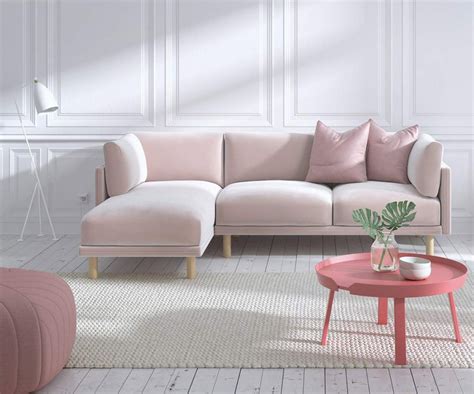 pastel pink sectional scandinavian sofa | Interior Design Ideas