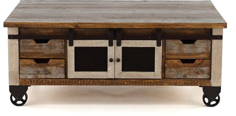 Rustic Pine Coffee Table with Iron Accents - Antique Pine | RC Willey Furniture Store