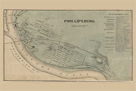 Phillipsburg Village - , New Jersey 1860 Old Town Map Custom Print ...