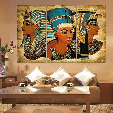 3 Pieces Pharaoh Of Ancient Egypt Wall Art Picture Home Decoration ...