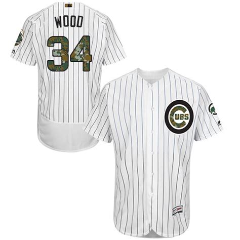 Men's Majestic Chicago Cubs #34 Kerry Wood Authentic White 2016 Memorial Day Fashion Flex Base ...