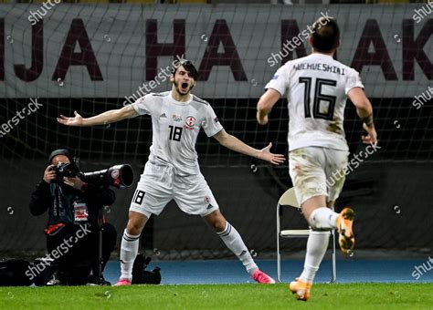 Khvicha Kvaratskhelia Georgia Celebrates After Scoring Editorial Stock ...