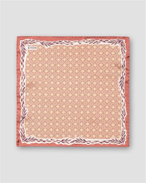 Red Geometric Silk Pocket Square - Eton