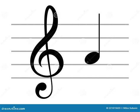 Black Music Symbol of G Clef with Note a or LA on Ledger Lines Stock Vector - Illustration of ...