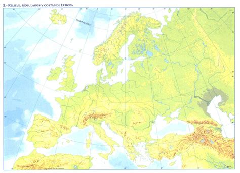 Mapa Mudo Europa Fisico Color