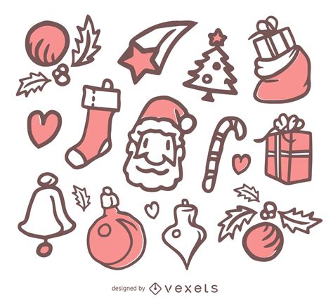 Simple Christmas Doodle Set Vector Download