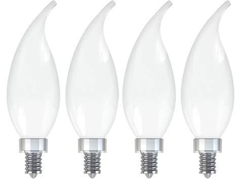 GE Lighting Relax HD LED Chandelier Light Bulbs, Bent Tip, 40-Watt Replacement, 4-Pack, Frosted ...